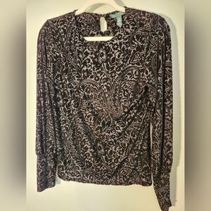 Ralph Lauren burn out velvet top sz M